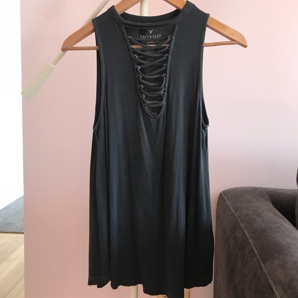 american eagle lace up tank